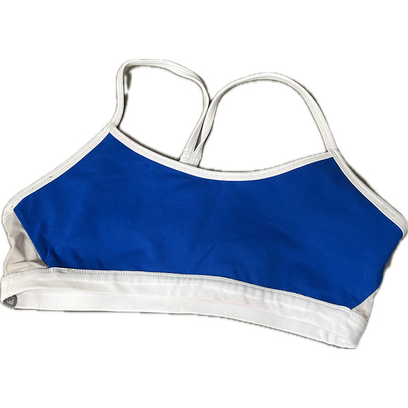 Fabletics blue white mesh panel sports bra y-back cutout small - Picture 1 of 4